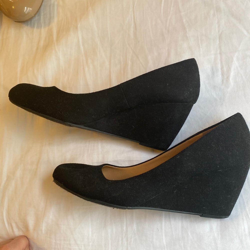 Black suede wedges